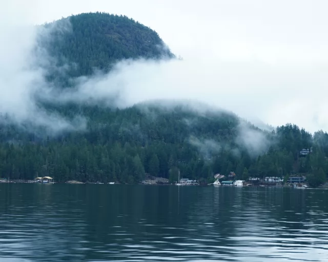 Beautiful day to be out in Pender Harbour, famous Mt Daniel above.